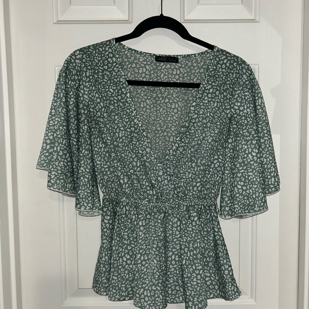 Shein Low Cut Blouse Top with belt Size Small